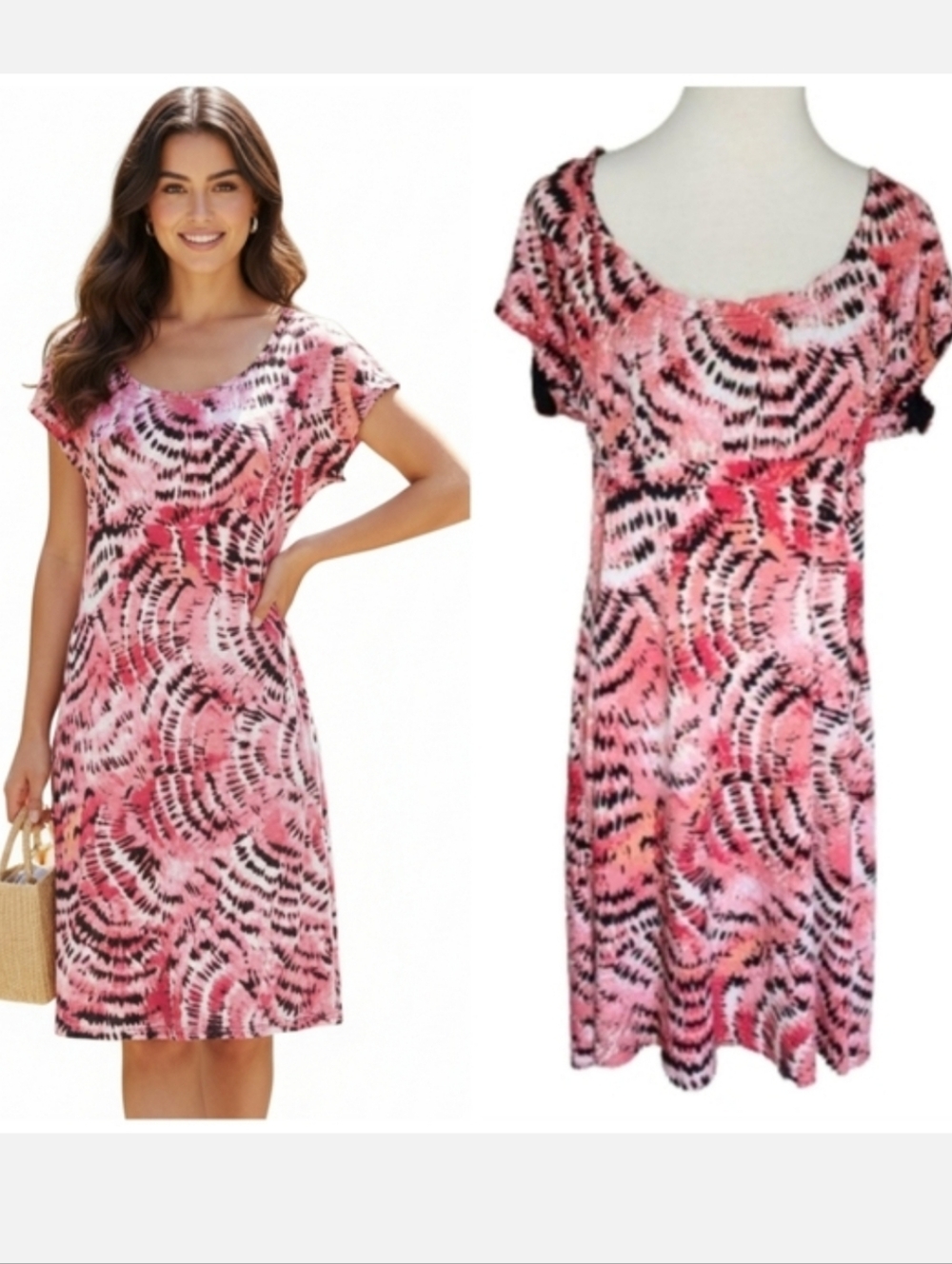 Axcess short sleeve summer dress Coral Black White women's size extra large XL